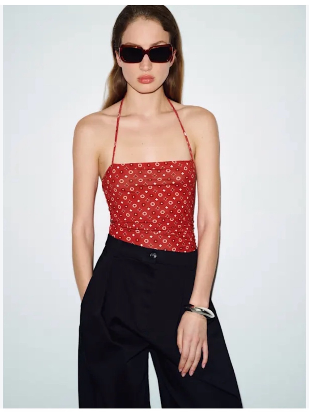 Reformation Red Patterned Halter Camisole